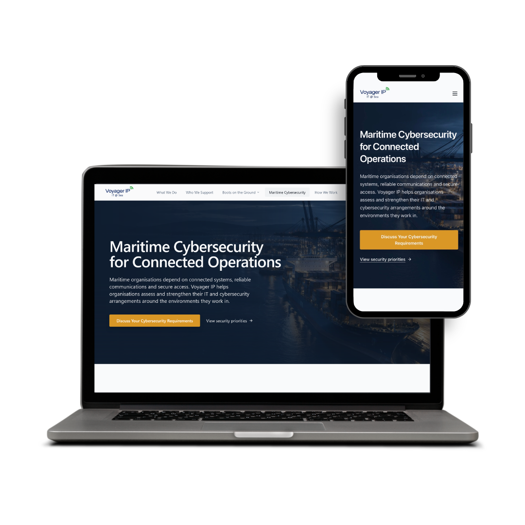 Voyager IP: Maritime Cybersecurity Single Page website